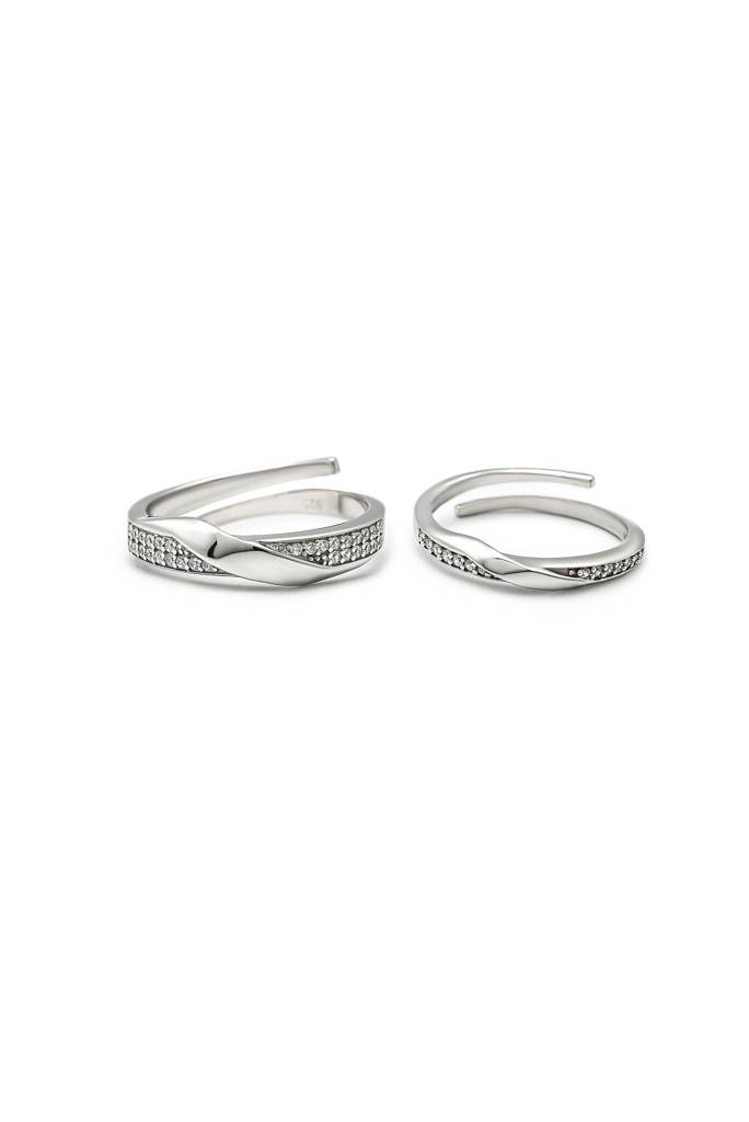 Silberry 925 Sterling Silver Forever Linked Couple Rings : CB28
