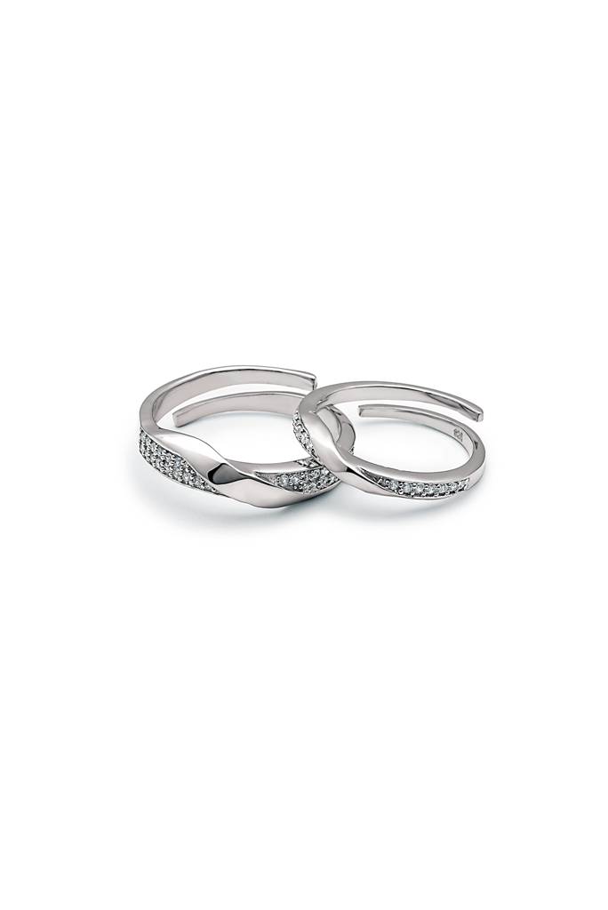 Silberry 925 Sterling Silver Forever Linked Couple Rings : CB28