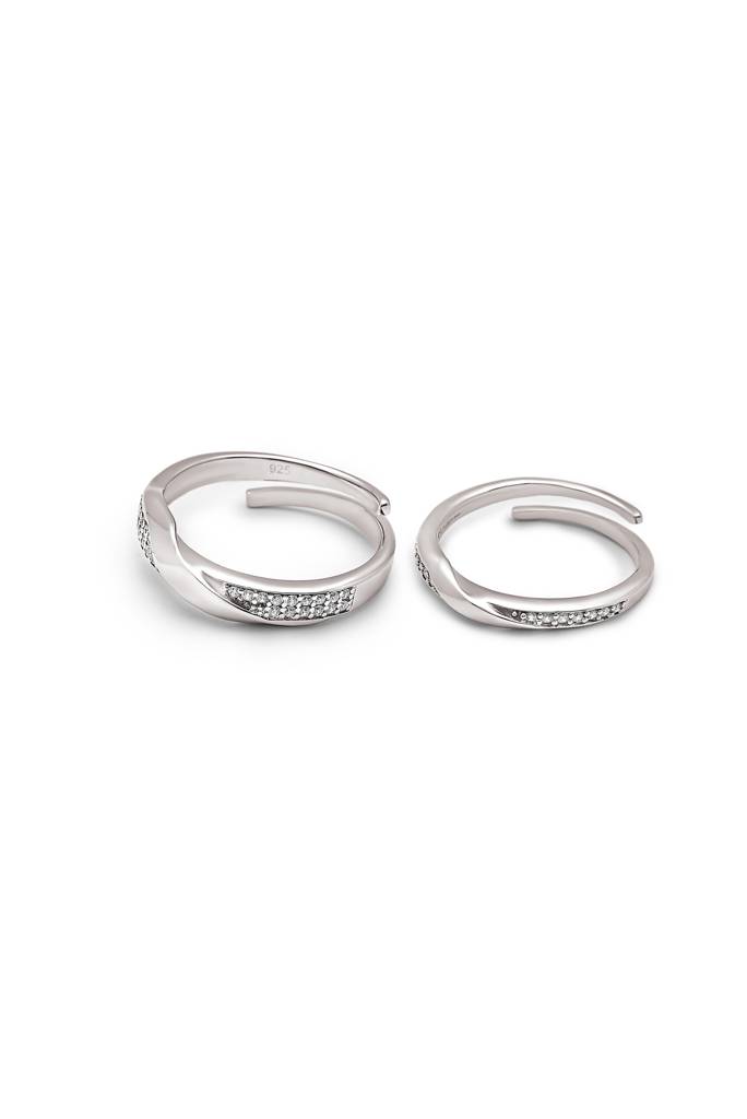 Silberry 925 Sterling Silver Forever Linked Couple Rings : CB28