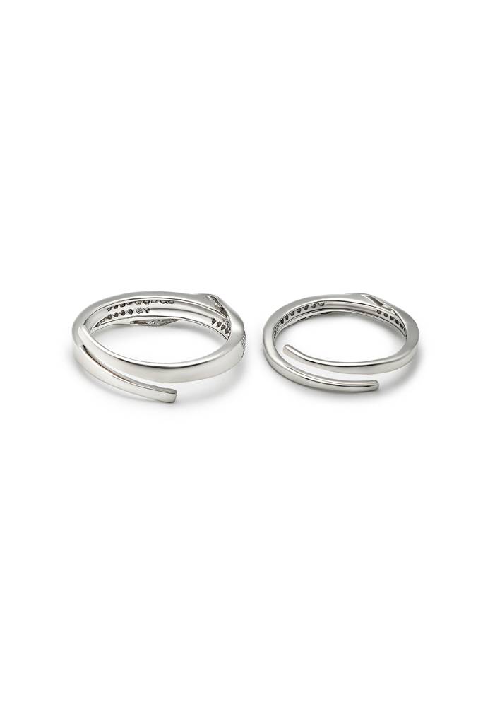 Silberry 925 Sterling Silver Forever Linked Couple Rings : CB28