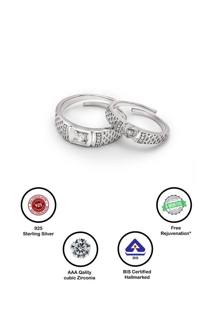 Silberry 925 Sterling Silver Embrace Couple Rings : CB31