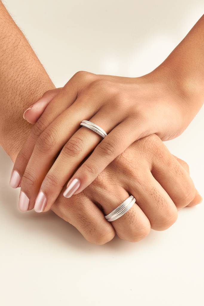 Silberry 925 Sterling Silver Love Path Couple Rings : CB9