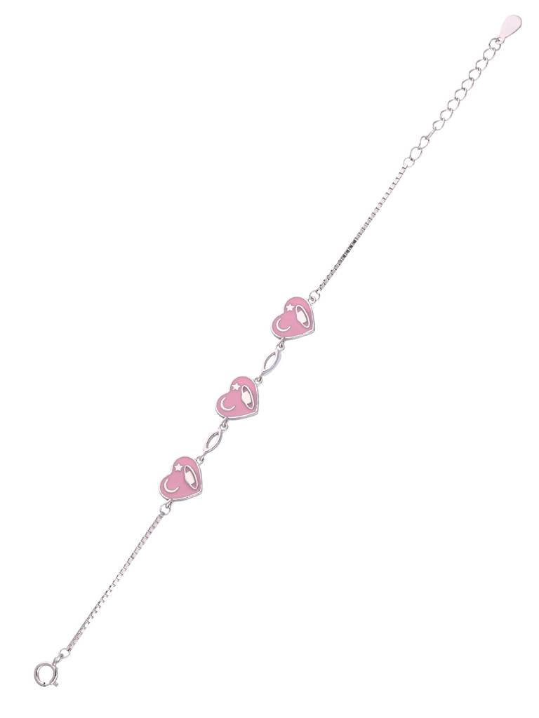 Children'S Celestial Pink Heart Silver Bracelet : CCBR61-S-NA