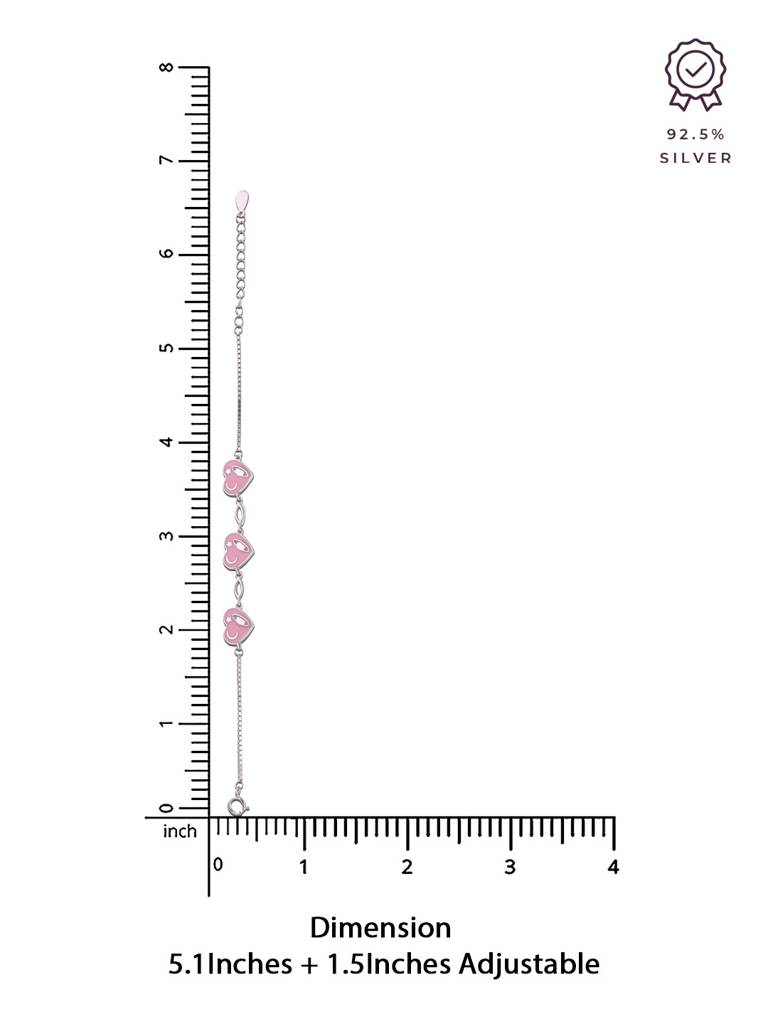 Children'S Celestial Pink Heart Silver Bracelet : CCBR61-S-NA