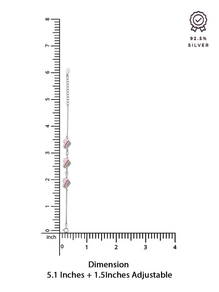 Children'S Rainbow Pink Heart Silver Bracelet : CCBR64-S-NA