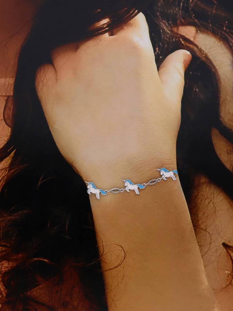 Kids Unicorn Sterling Silver Bracelet : CCBR68-S-NA