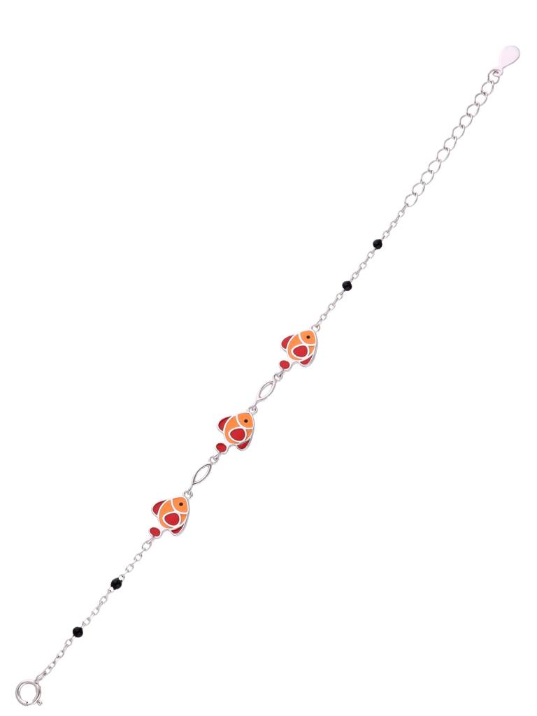Kids Clownfish Charm Silver Beads Silver Bracelet : CCBR73-S-NA