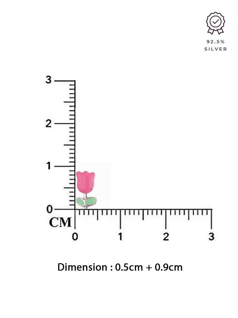 Kids Pink Floral Silver Stud Earrings : CCER37-S-NA