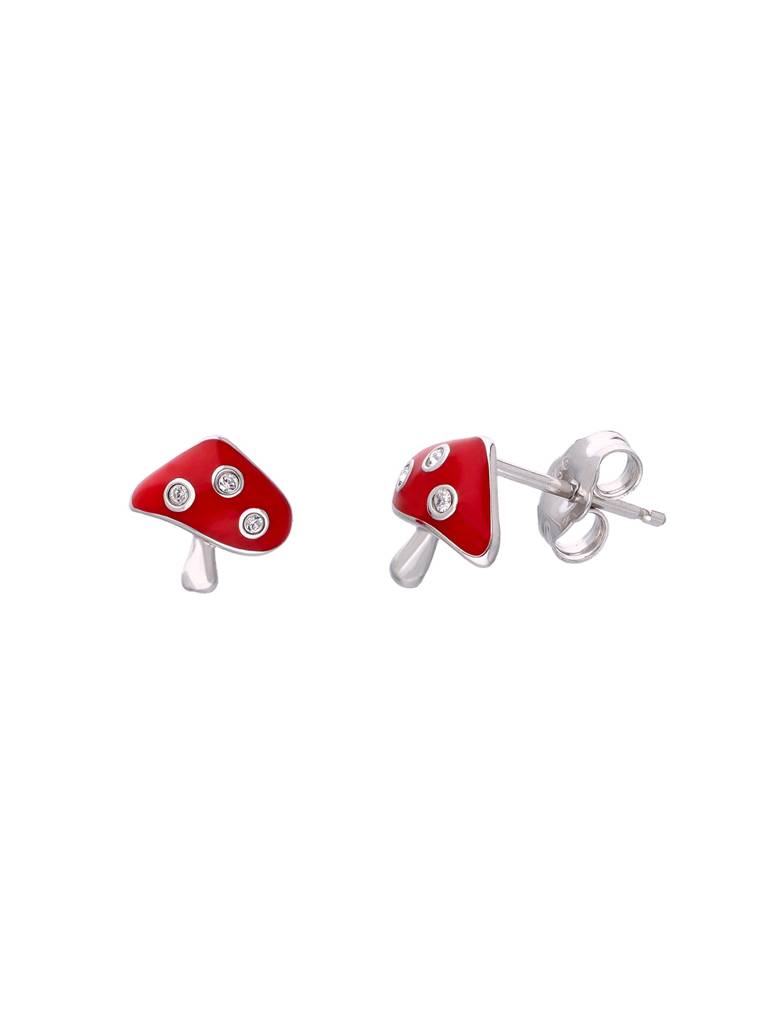 Kids Mushroom Silver Stud Earrings : CCER38-S-NA