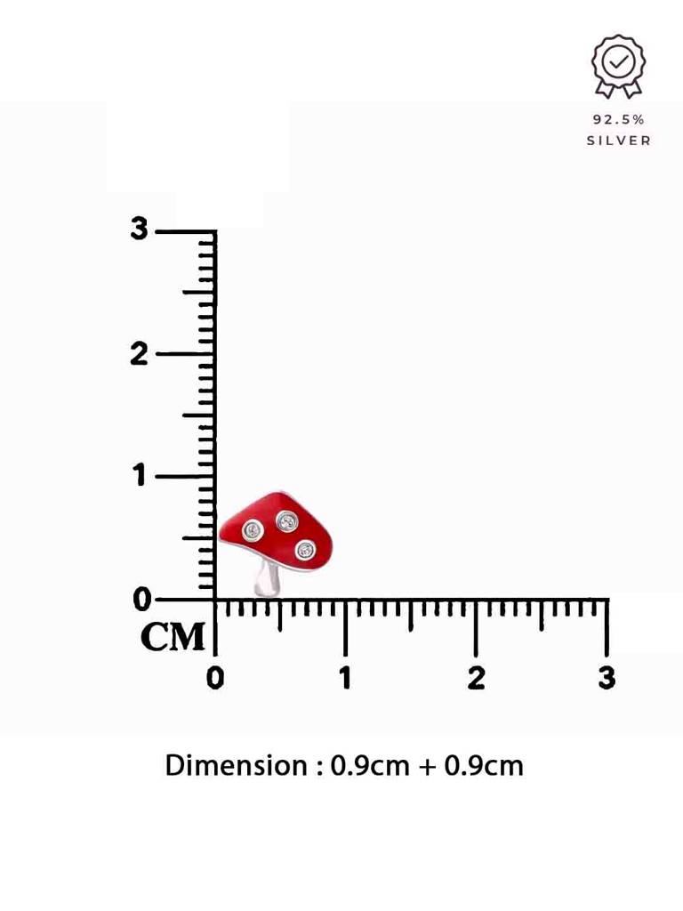 Kids Mushroom Silver Stud Earrings : CCER38-S-NA