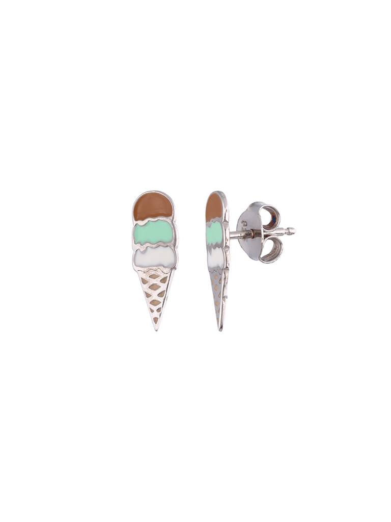 Kids Ice Cream Silver Stud Earrings : CCER39-S-NA