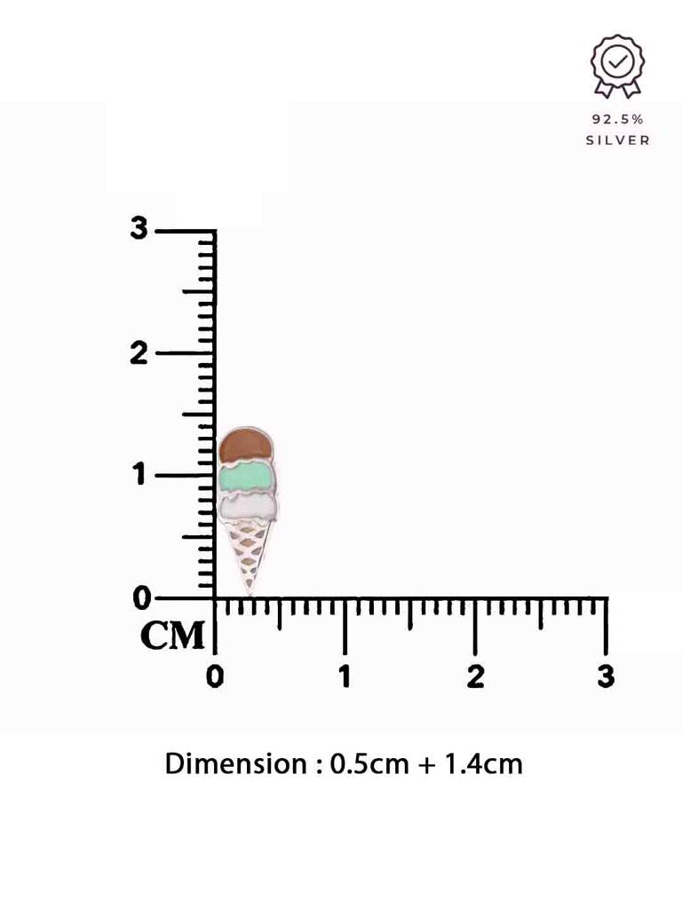 Kids Ice Cream Silver Stud Earrings : CCER39-S-NA