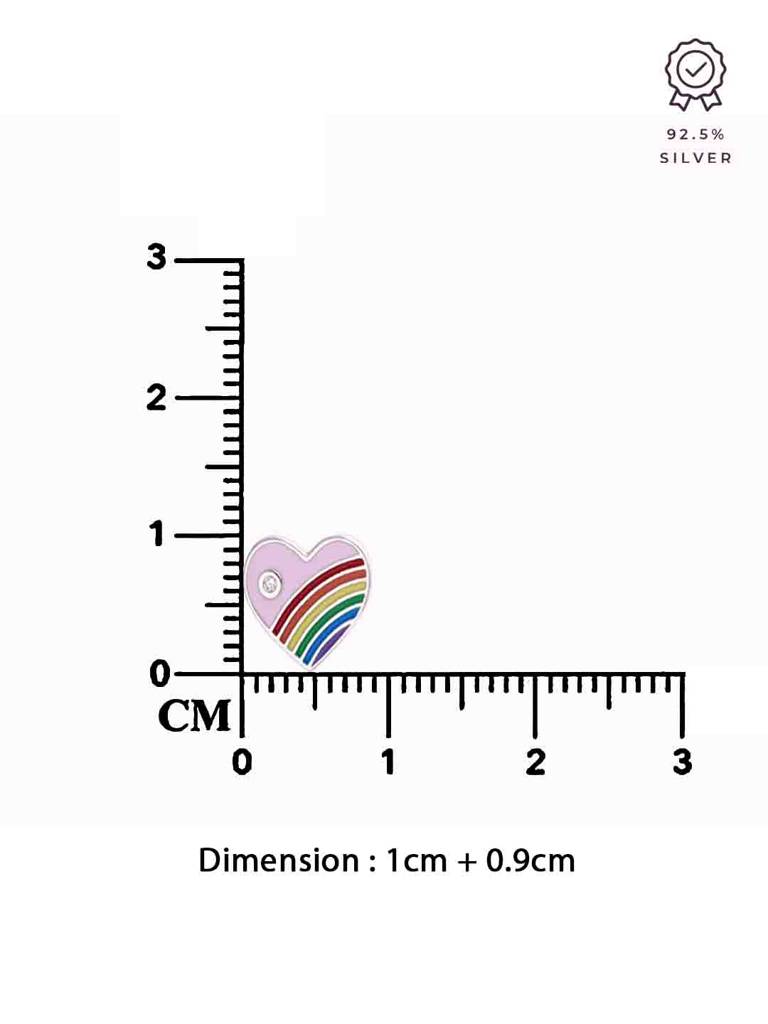 Children'S Rainbow Pink Heart Silver Earrings : CCER40-S-NA