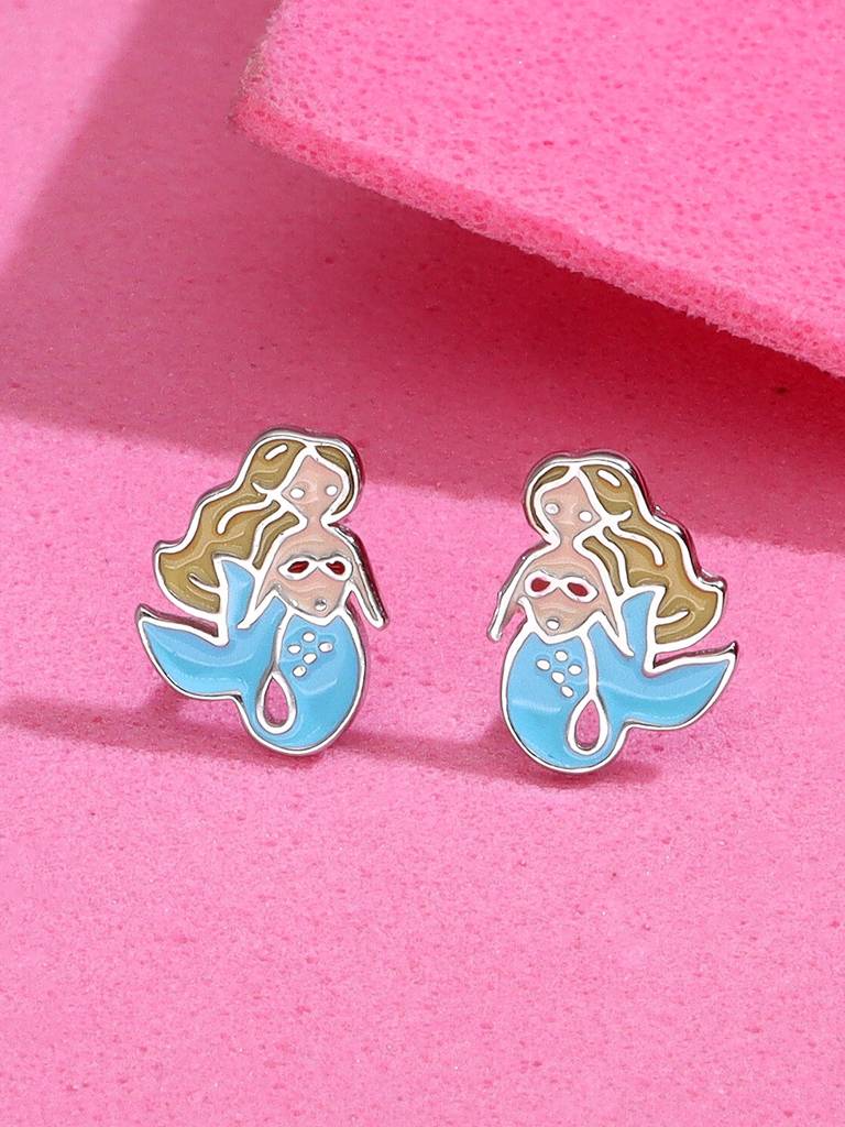 Children'S Mermaid Silver Earrings : CCER45-S-NA