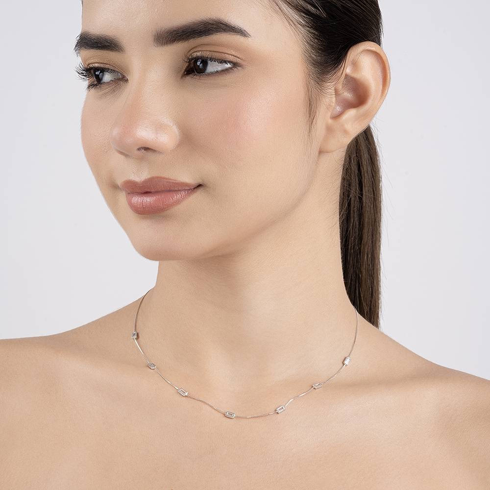 Rectangular Stone Link Chain : CCNC612