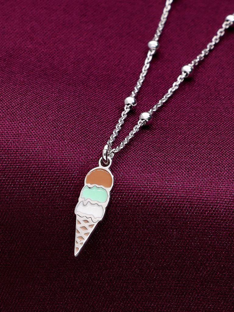 Kai Jewel Kids Ice Cream Silver Stud Chain Pendant · Eternz