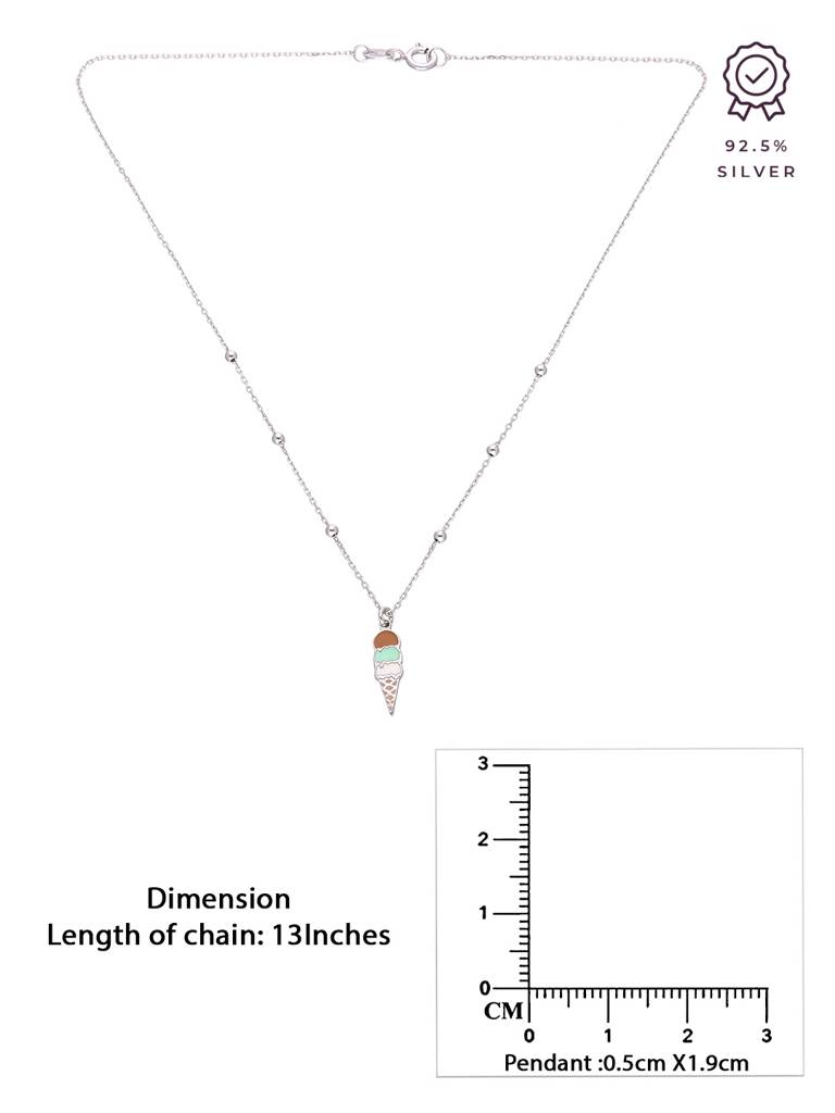 Kids Ice Cream Silver Stud Chain Pendant : CCNL1-S-NA