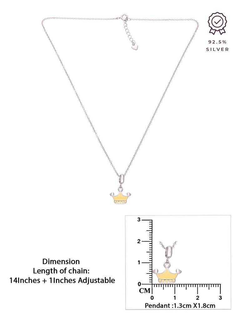 Kids Crown Silver Chain Pendant : CCNL3-S-NA
