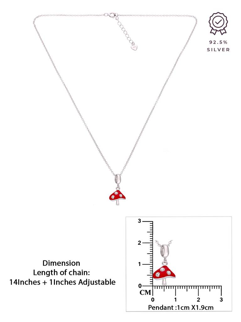 Kids Mushroom Silver Stud Chain Pendant : CCNL5-S-NA