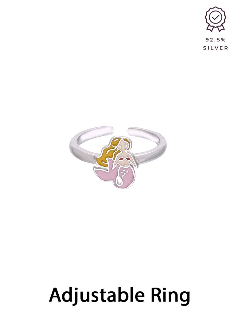 Children'S Pink Mermaid Silver Ring : CCRG12-S-NA