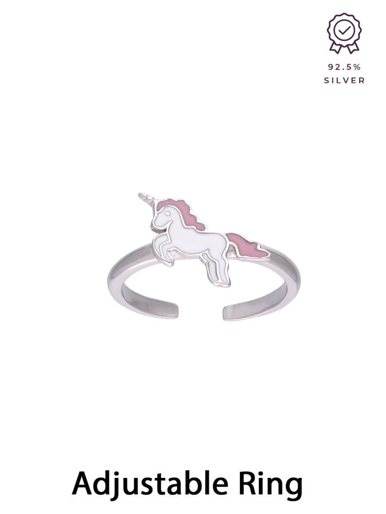 Kids Pink Unicorn Silver Ring : CCRG14-S-NA