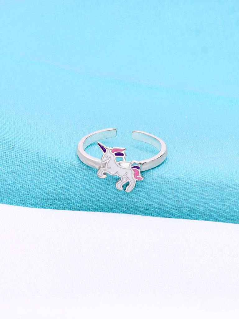 Kids Colourful Unircorn Silver Ring : CCRG4-S-NA