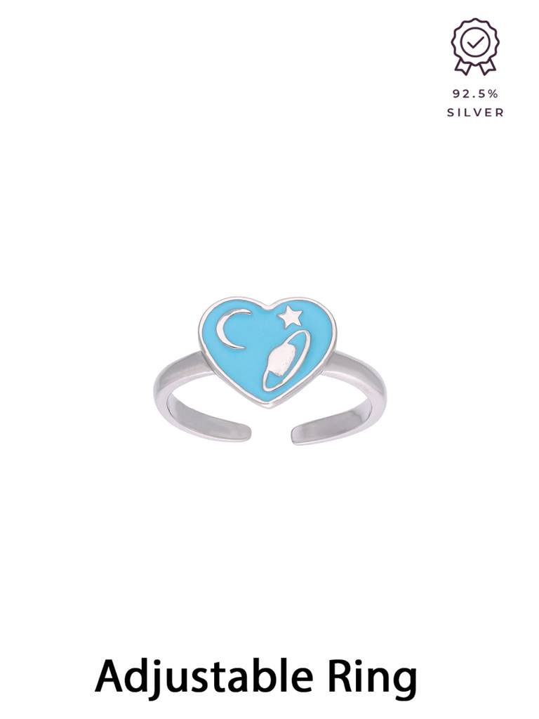 Children'S Celestial Blue Heart Silver Ring : CCRG9-S-NA