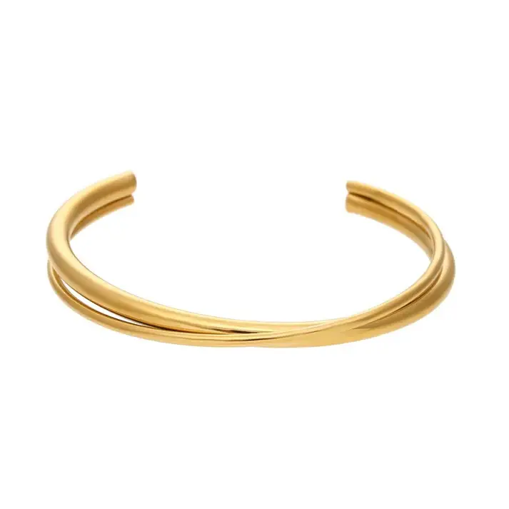 Simple Double Cross Open Cuff-Gold : JWL001-G