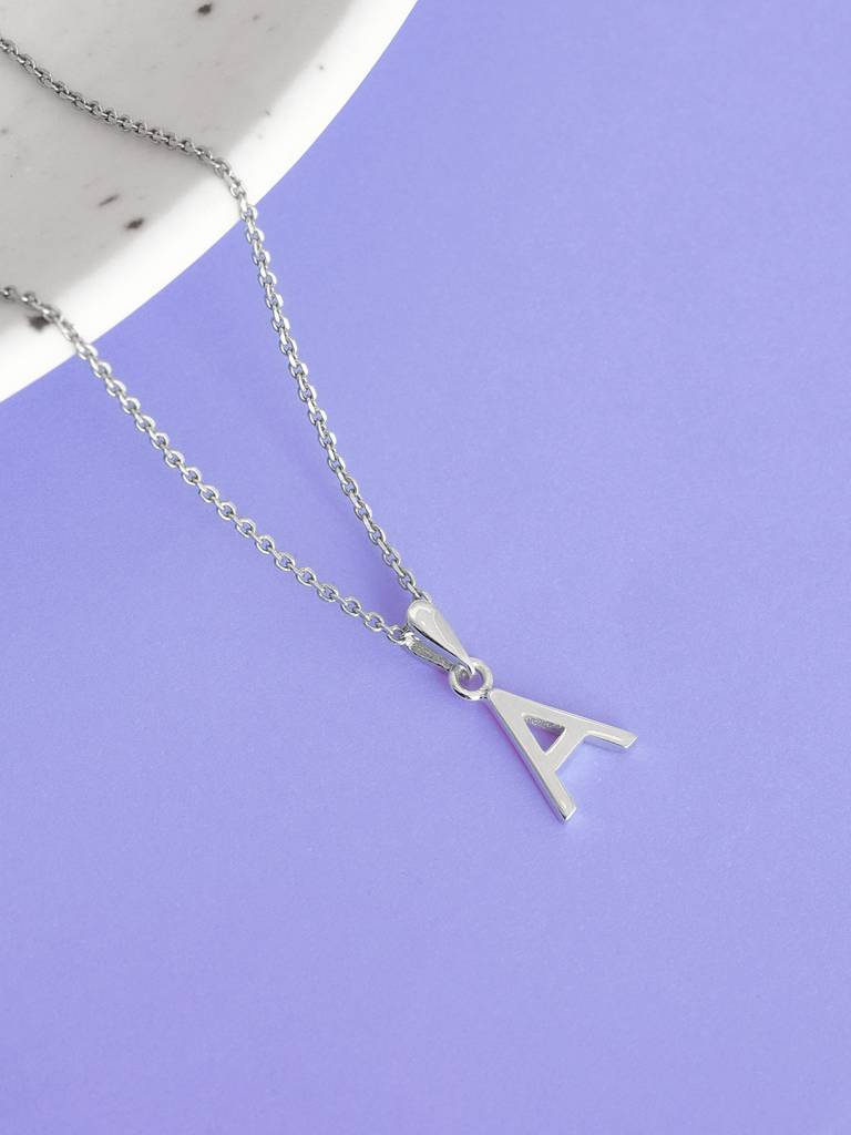 GIVA 925 Sterling Silver A Initial Pendant with Link Chain