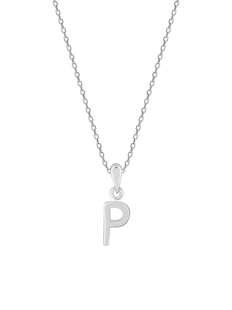 GIVA 925 Sterling Silver P Initial Pendant with Link Chain