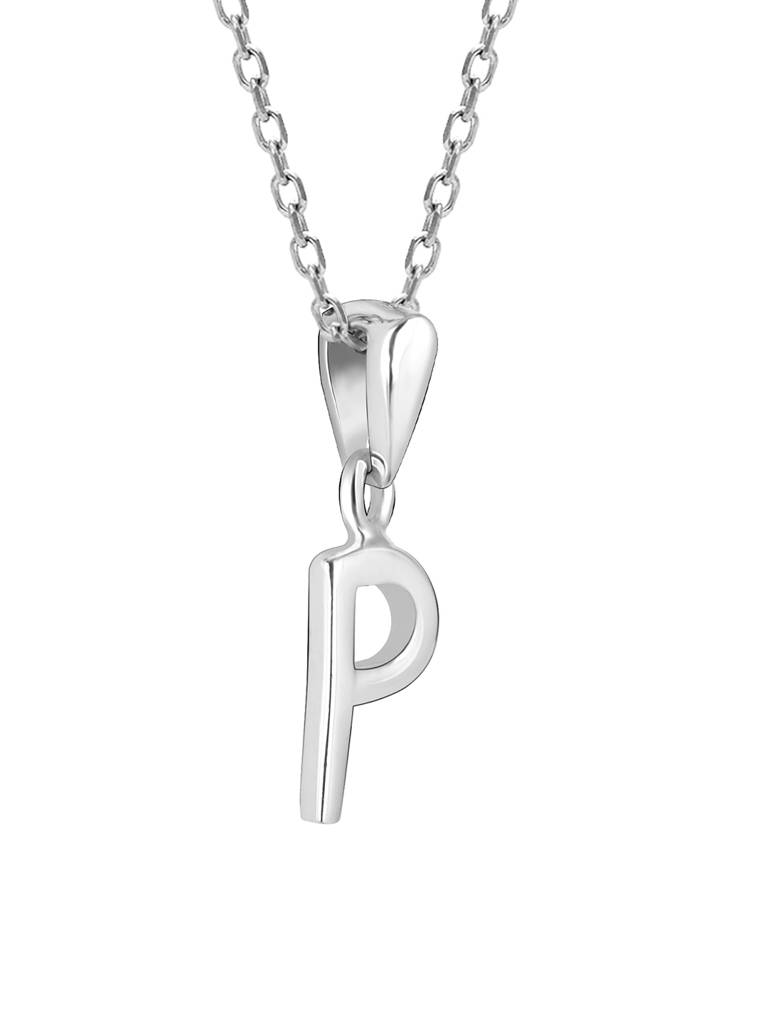 GIVA 925 Sterling Silver P Initial Pendant with Link Chain