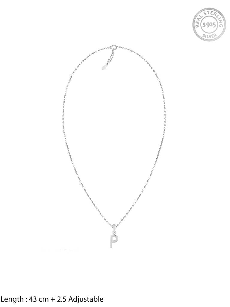 GIVA 925 Sterling Silver P Initial Pendant with Link Chain