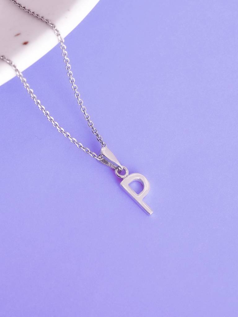 GIVA 925 Sterling Silver P Initial Pendant with Link Chain