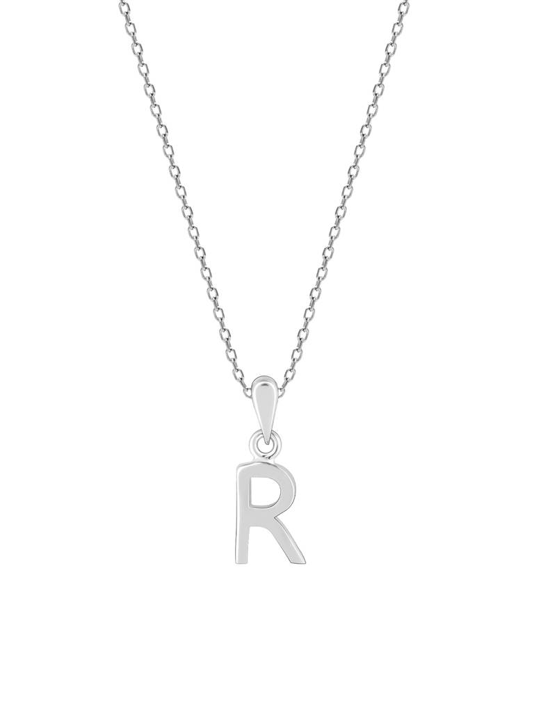 GIVA 925 Sterling Silver R Initial Pendant with Link Chain