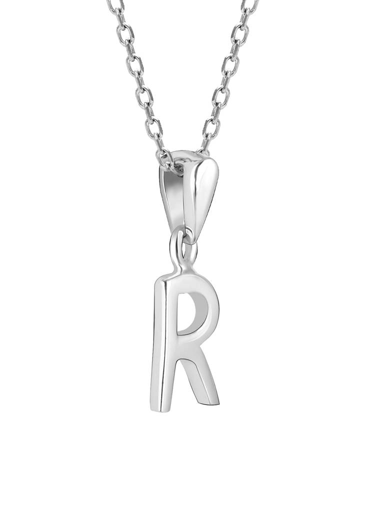 GIVA 925 Sterling Silver R Initial Pendant with Link Chain