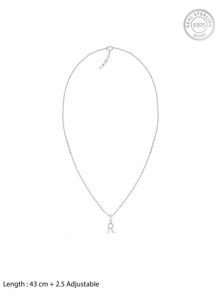GIVA 925 Sterling Silver R Initial Pendant with Link Chain