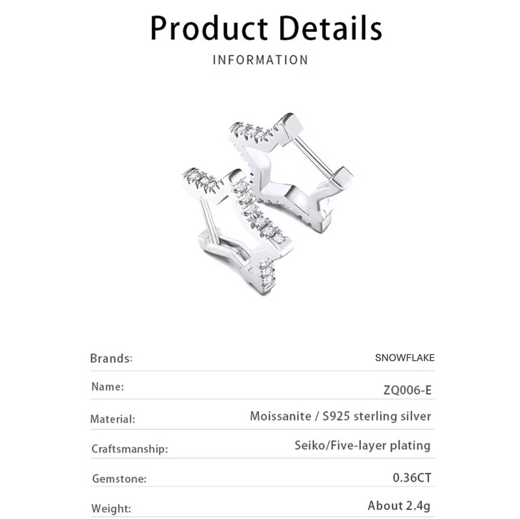 0.36 Ct Star Moissanite Hoop Earrings D/Vvs1 : StarHoop_0.36