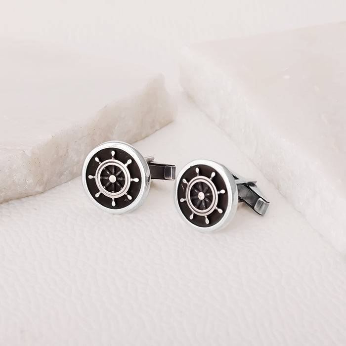 Giva 925 Sterling Silver Oxidised Silver Helm Of The Sea Cufflinks | Gifts For Men And Boy : CF028