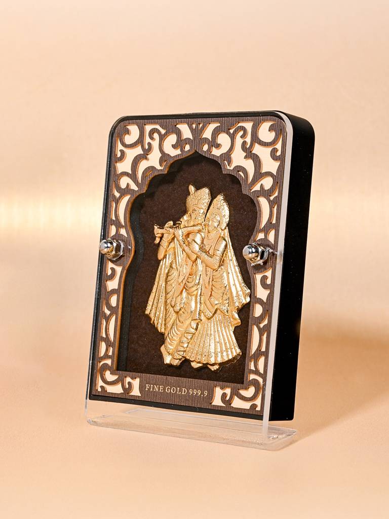 Gold Foil Radha Krishna Frame With Decorative Pen Gift Box : CGFT11