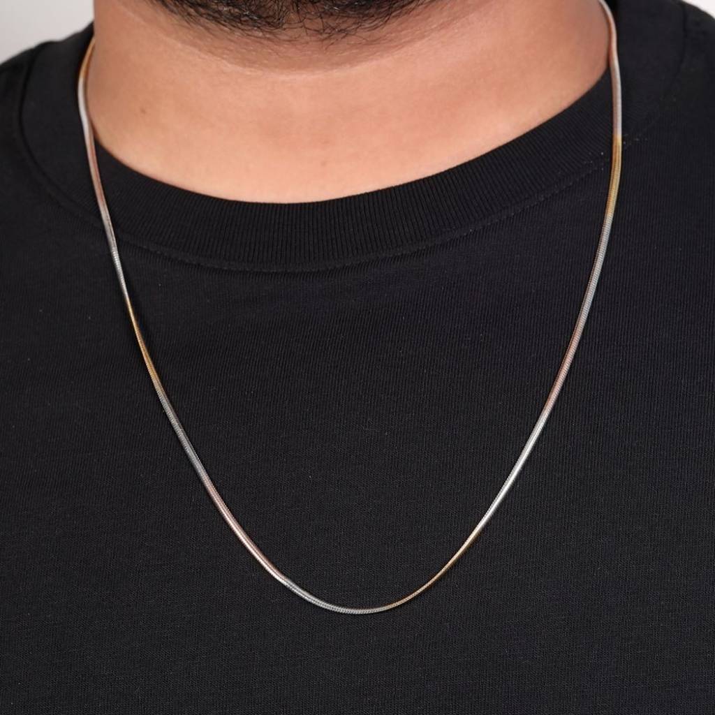 Tri-Colour Plated 925 Sterling Silver Chain : CH-10038-RGRG