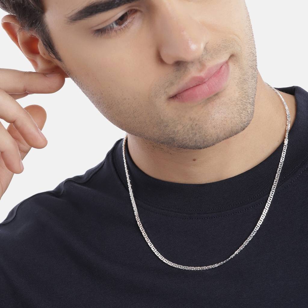 Solidrhodium Plated 925 Sterling Silver Chain : CH-10039
