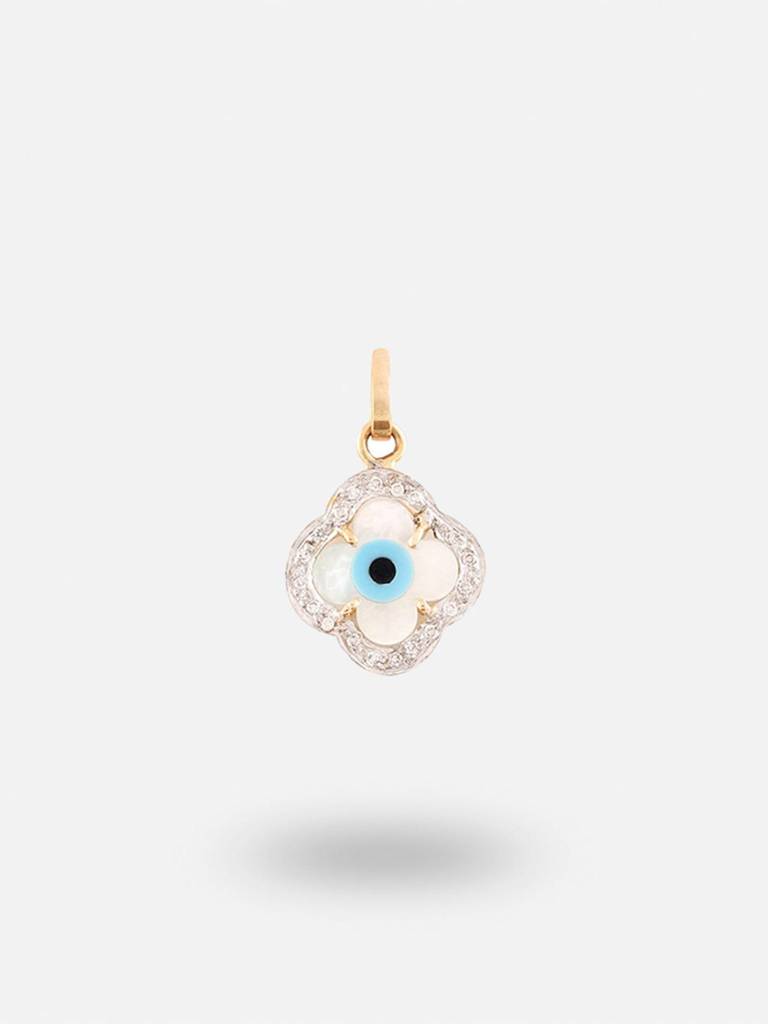 Stac Evil Eye Charm Pendant- Clover With Diamonds