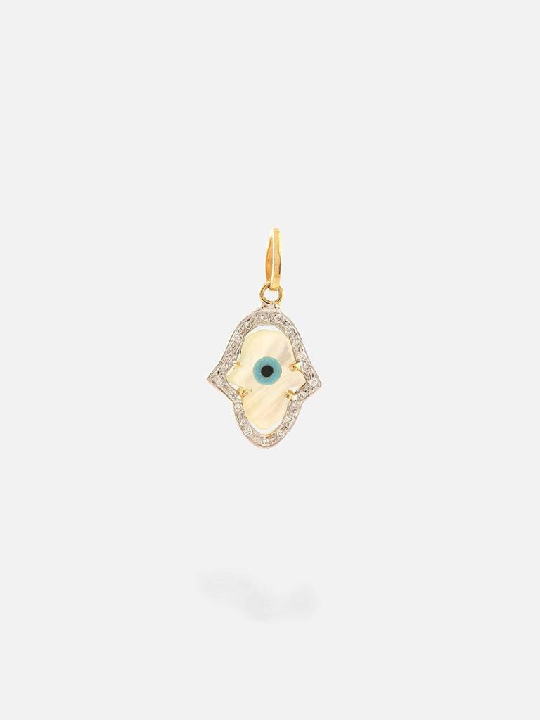 Stac Evil Eye Charm Pendant-Hamsa Hand With Diamonds