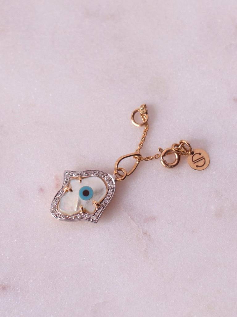 Stac Evil Eye Charm Pendant-Hamsa Hand With Diamonds