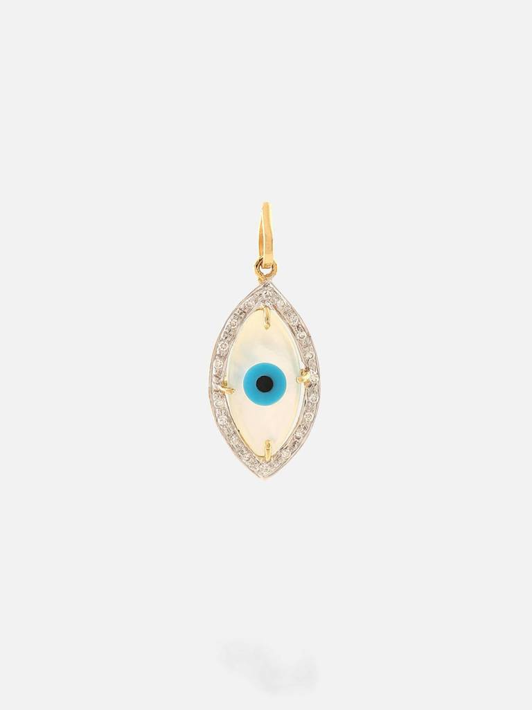 Stac Evil Eye Charm Pendant- Marquise With Diamonds