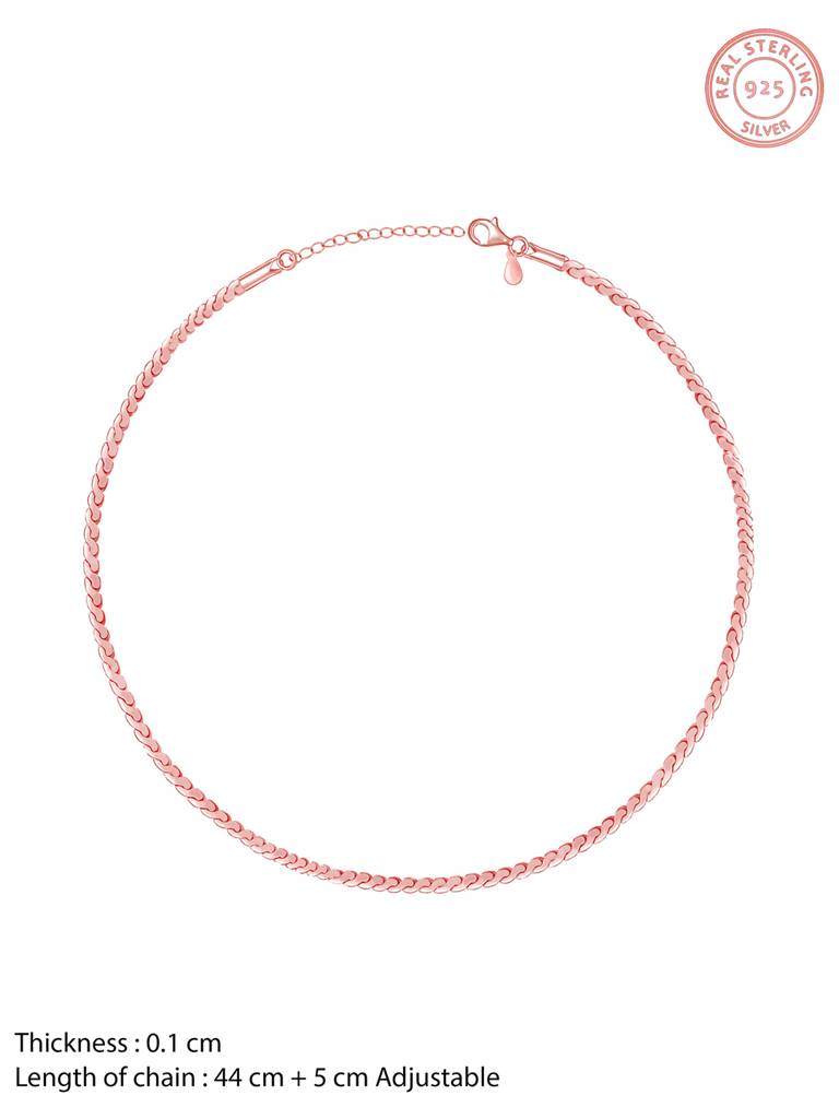 Giva 925 Sterling Silver Rose Gold Radiant Beam Chain