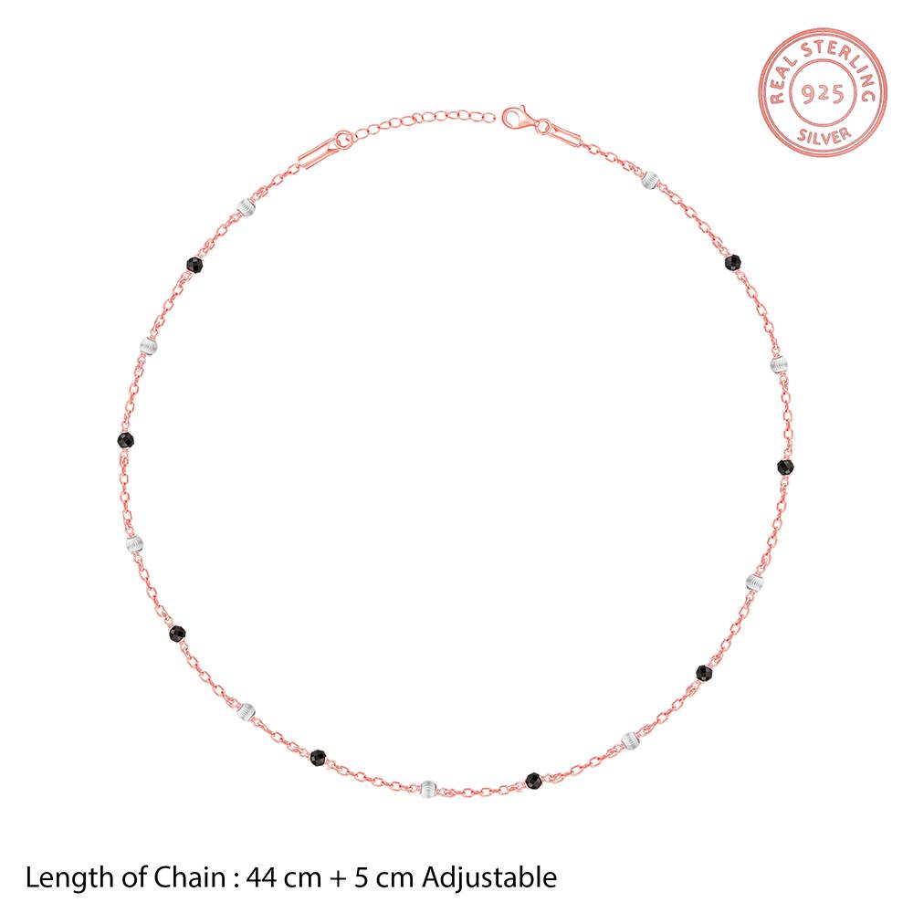 925 Silver Rose Gold Beaded Link Chain| Gifts For Women And Girls : CH0210