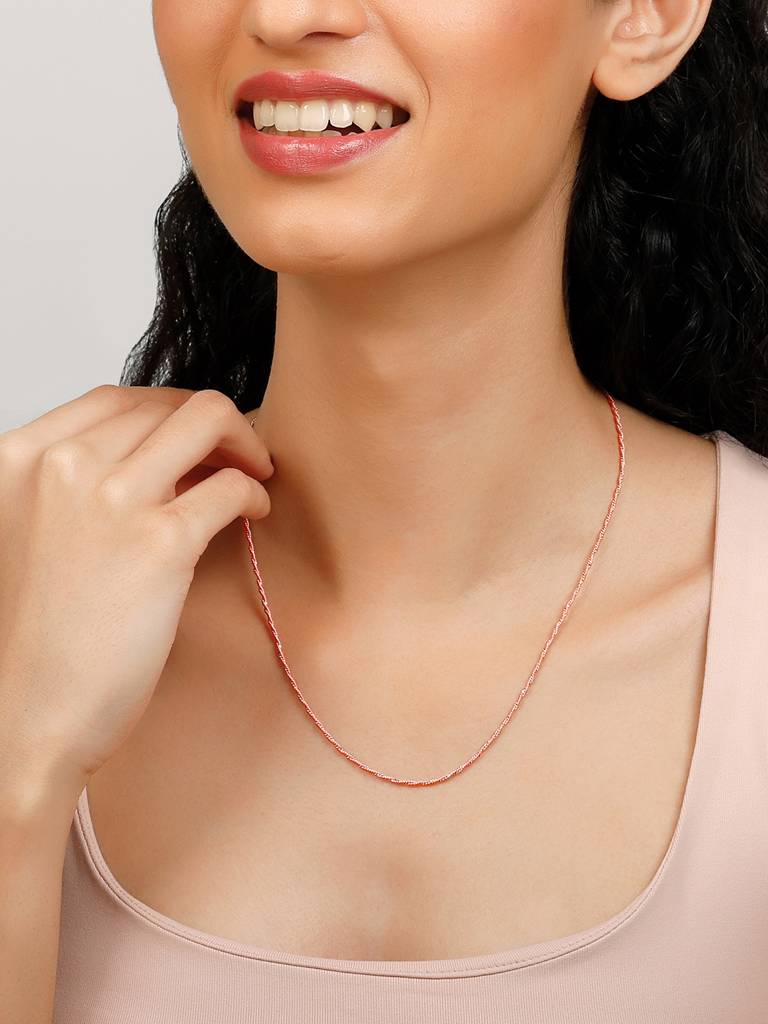 GIVA 925 Sterling Silver Rose Gold Twisted Chain
