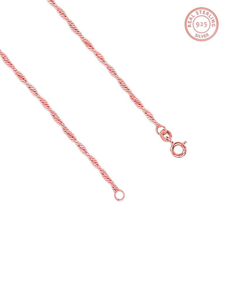 GIVA 925 Sterling Silver Rose Gold Twisted Chain