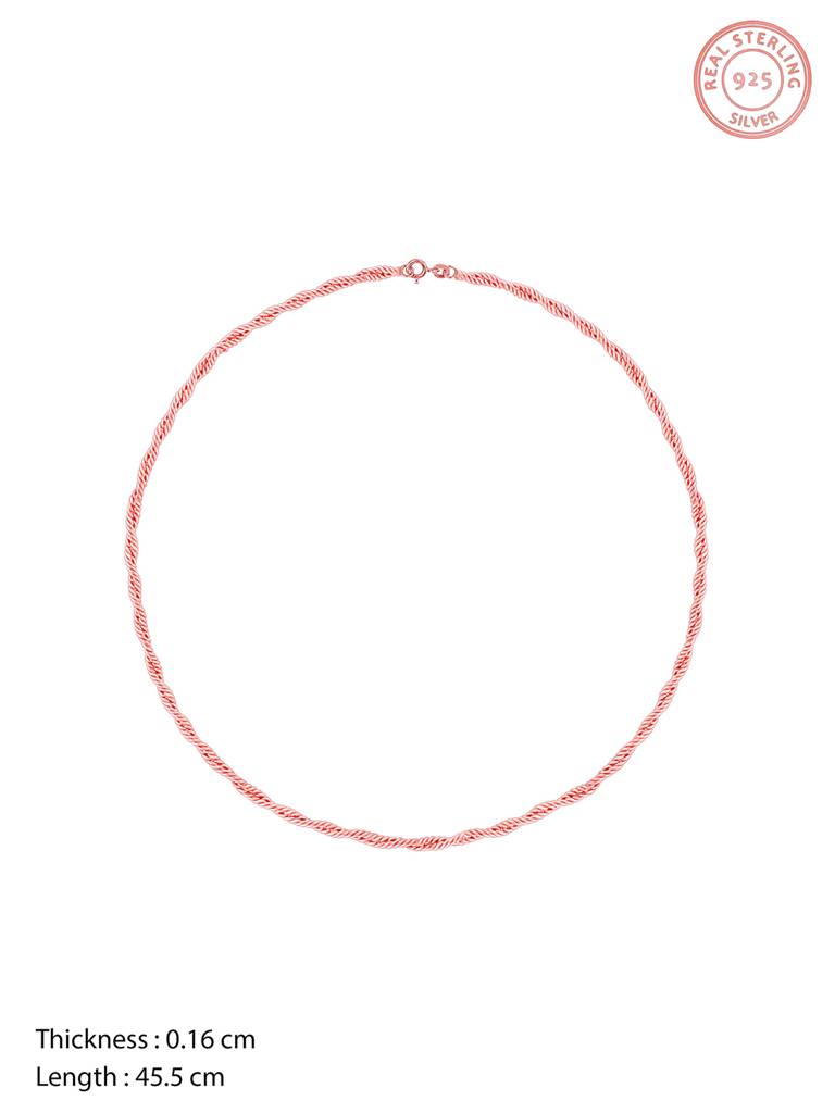 GIVA 925 Sterling Silver Rose Gold Twisted Chain